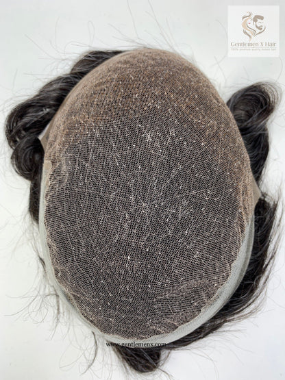 TGX Premium Bella Q6 Lace Toupee, 100% Human Hair, Bleached Knots