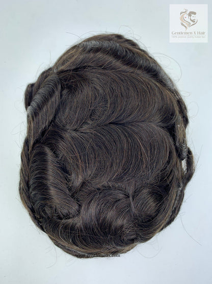 Gentlemen X Premium CNG Injected Thin Skin Hair System, European Virgin Hair, 0.06mm