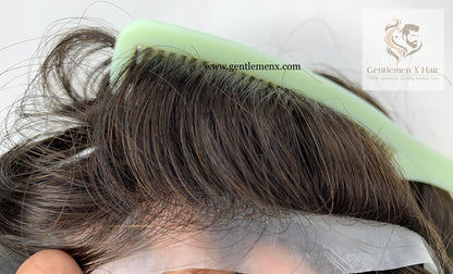 Gentlemen X Premium Thin Skin Injected V Hair System, European Virgin Hair, 0.006mm