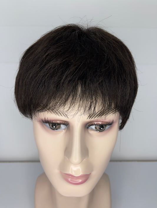 Peluca de hombre, 100 % cabello humano, negra natural, corta, peluca completa de encaje, 2# 6262