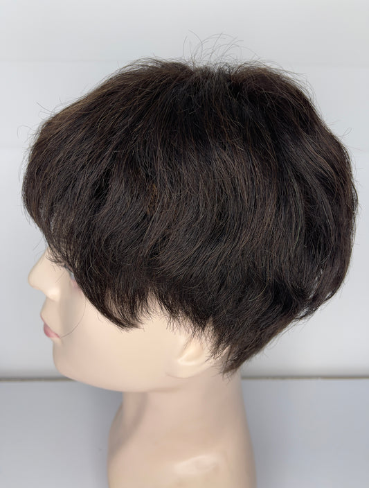 Peluca de hombre, 100 % cabello humano, negra natural, corta, peluca completa de encaje, 2# 6262