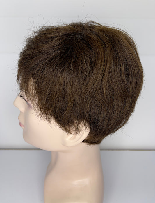 Peluca corta de hombre 100% cabello humano, marrón oscuro 2# M9551