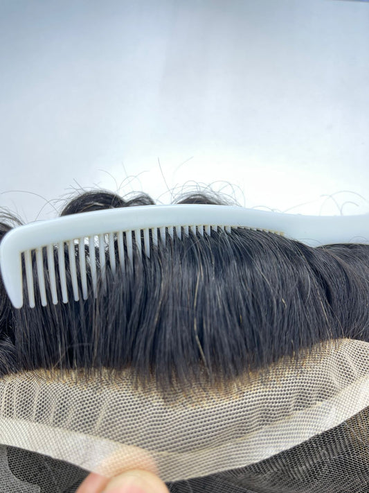 Sistemas de cabello con encaje TGX Q6 SU Toupee, fáciles de usar, transpirables, 100% cabello humano, postizos para hombres con nudos invisibles blanqueados naturales
