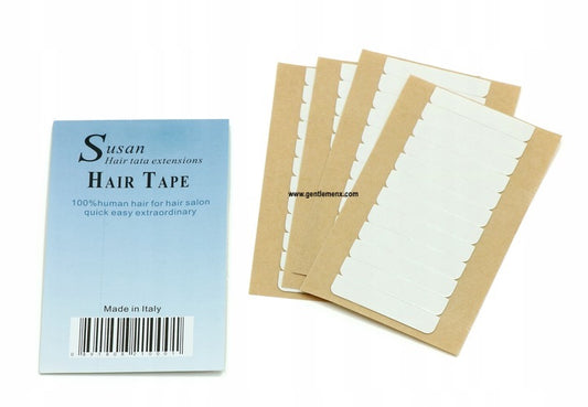 Cinta adhesiva de doble cara Susan Hair Tata Extensions Hair Tape para hombre, reemplazo de sistema capilar, tupé, peluca, paquetes de cabello, cierre de tejido (4 CM X 0.8 CM X 12 HILERAS * 60 lengüetas y 5 páginas en 1 bolsa)