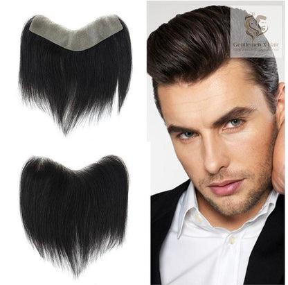 Men's human hair hairline toupee for forehead replacement