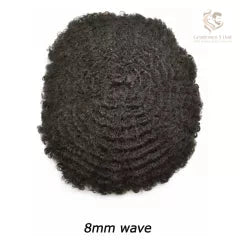 Gentlemen X Afro American Hair System, 100% Human Hair, French Lace, Breathable Injected PU Skin, Curly (Afro-B)