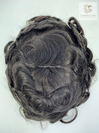 Gentlemen X Premium Invisible Swiss Full Lace Toupee, Natural Hairline, 100% Human Hair