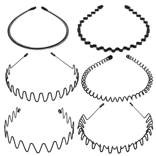Diadema unisex negra ondulada para hombre y mujer, diadema para lavado, coletero, herramientas de peinado, accesorios, gorro, bandas para la cabeza