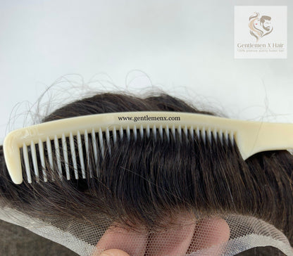 Gentlemen X Premium Invisible Swiss Full Lace Toupee, Natural Hairline, 100% Human Hair