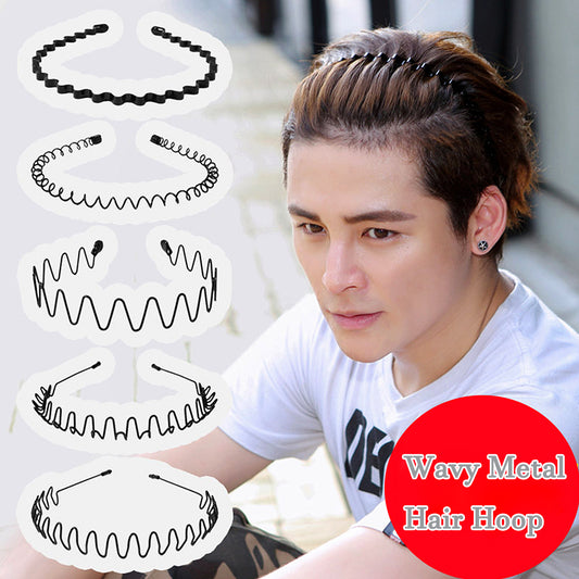 Diadema unisex negra ondulada para hombre y mujer, diadema para lavado, coletero, herramientas de peinado, accesorios, gorro, bandas para la cabeza