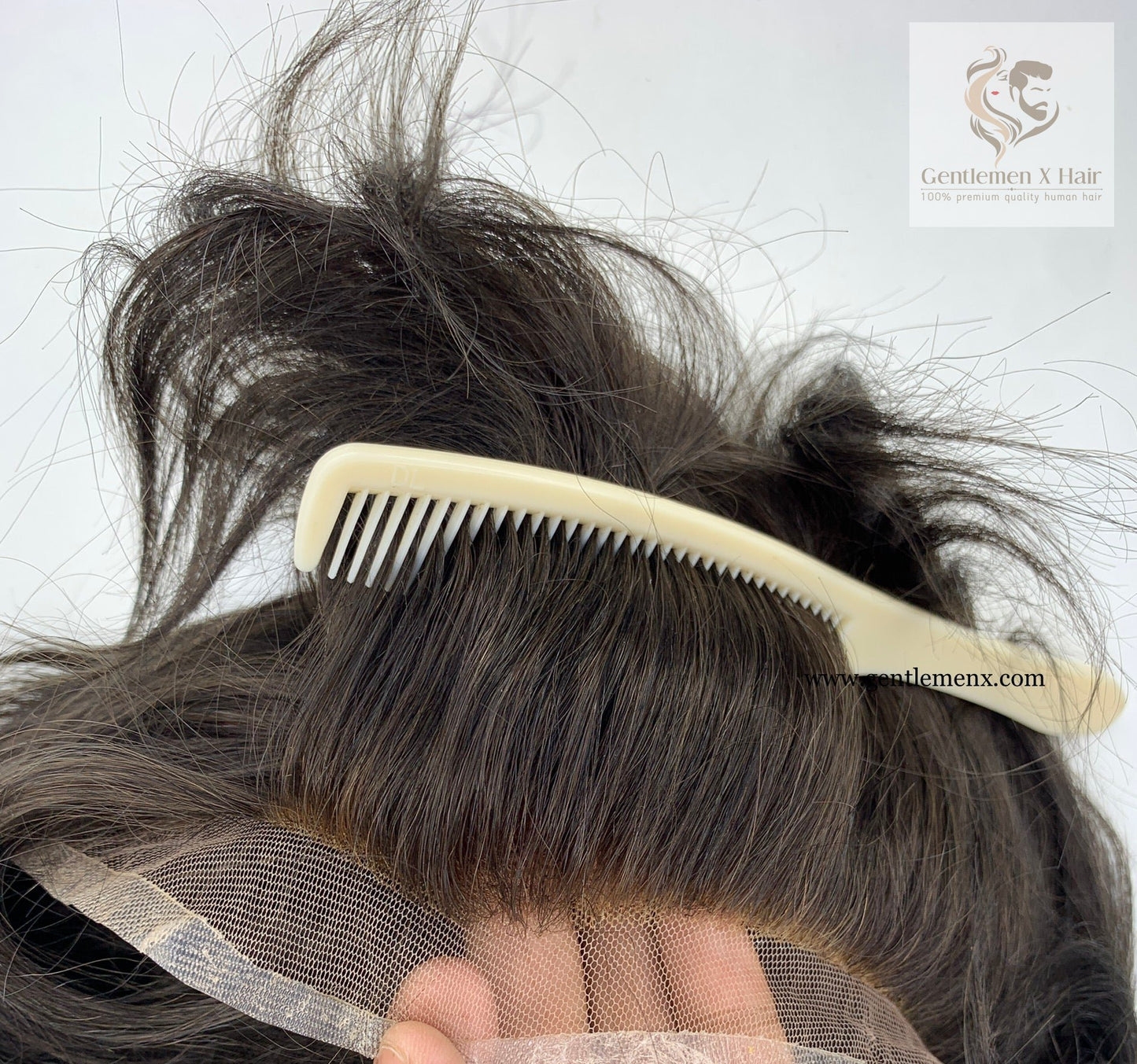 Gentlemen X Premium Invisible Swiss Full Lace Toupee, Natural Hairline, 100% Human Hair