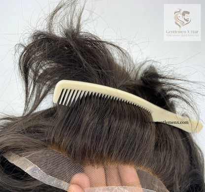 Gentlemen X Premium Invisible Swiss Full Lace Toupee, Natural Hairline, 100% Human Hair