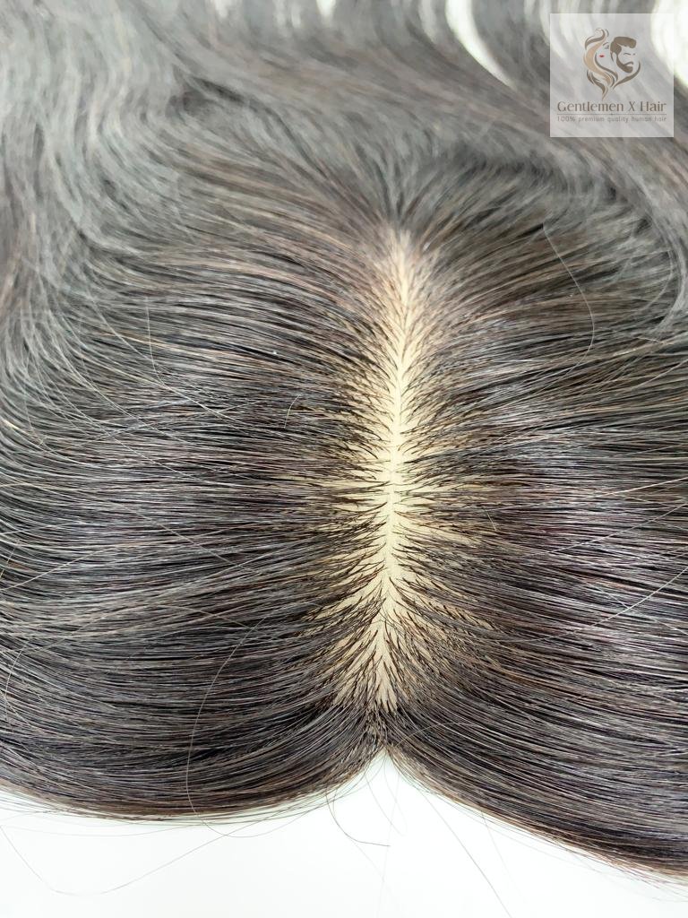 TGX Women's Silk-Top Human Hair Topper, Natural Black