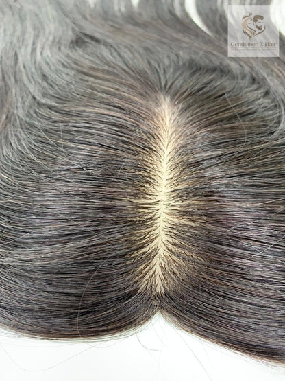 TGX Women's Silk-Top Human Hair Topper, Natural Black