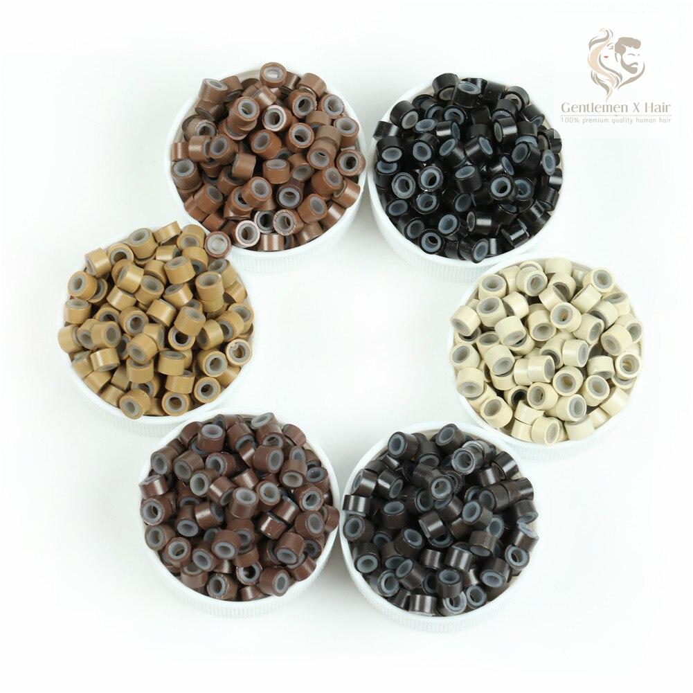 Silicone-lined micro ring beads for hair extensions, 5mm, 1000 pieces