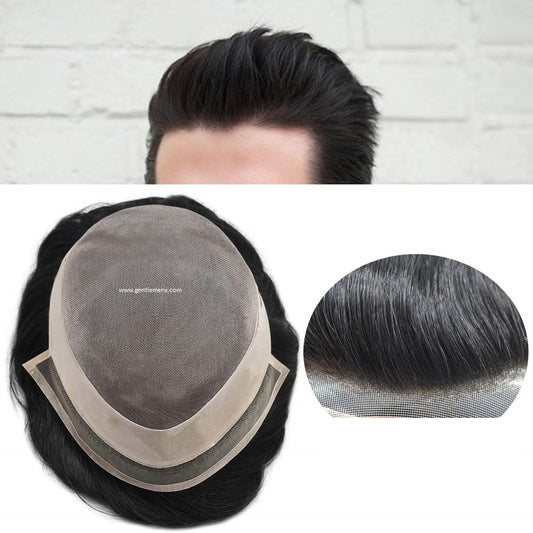 Sistemas de cabello postizo 100% humano con encaje frontal Mono con piezas de cabello postizo fáciles de usar Unidades de cabello natural para hombres SUB