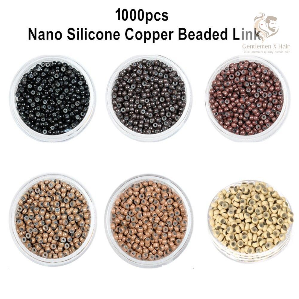 Silicone-lined nano ring beads for I-tip hair extensions, 1000 pieces