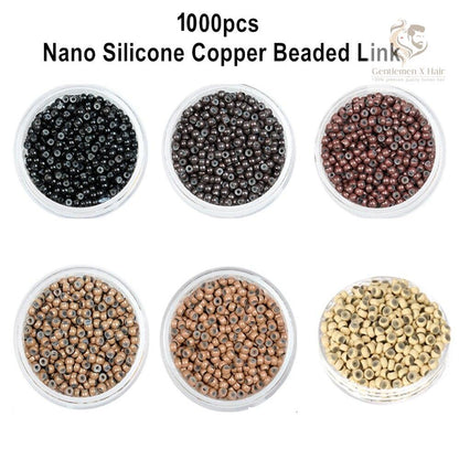 Silicone-lined nano ring beads for I-tip hair extensions, 1000 pieces
