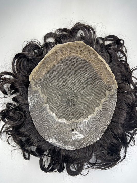 Sistemas de cabello con encaje TGX Q6 SU Toupee, fáciles de usar, transpirables, 100% cabello humano, postizos para hombres con nudos invisibles blanqueados naturales