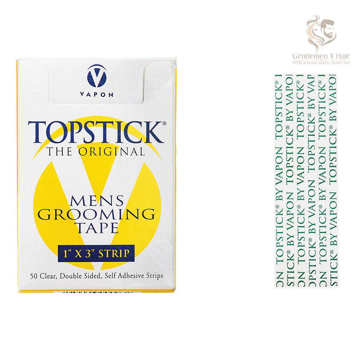 Vapon Topstick clear double-sided grooming tape strips, 50 per box